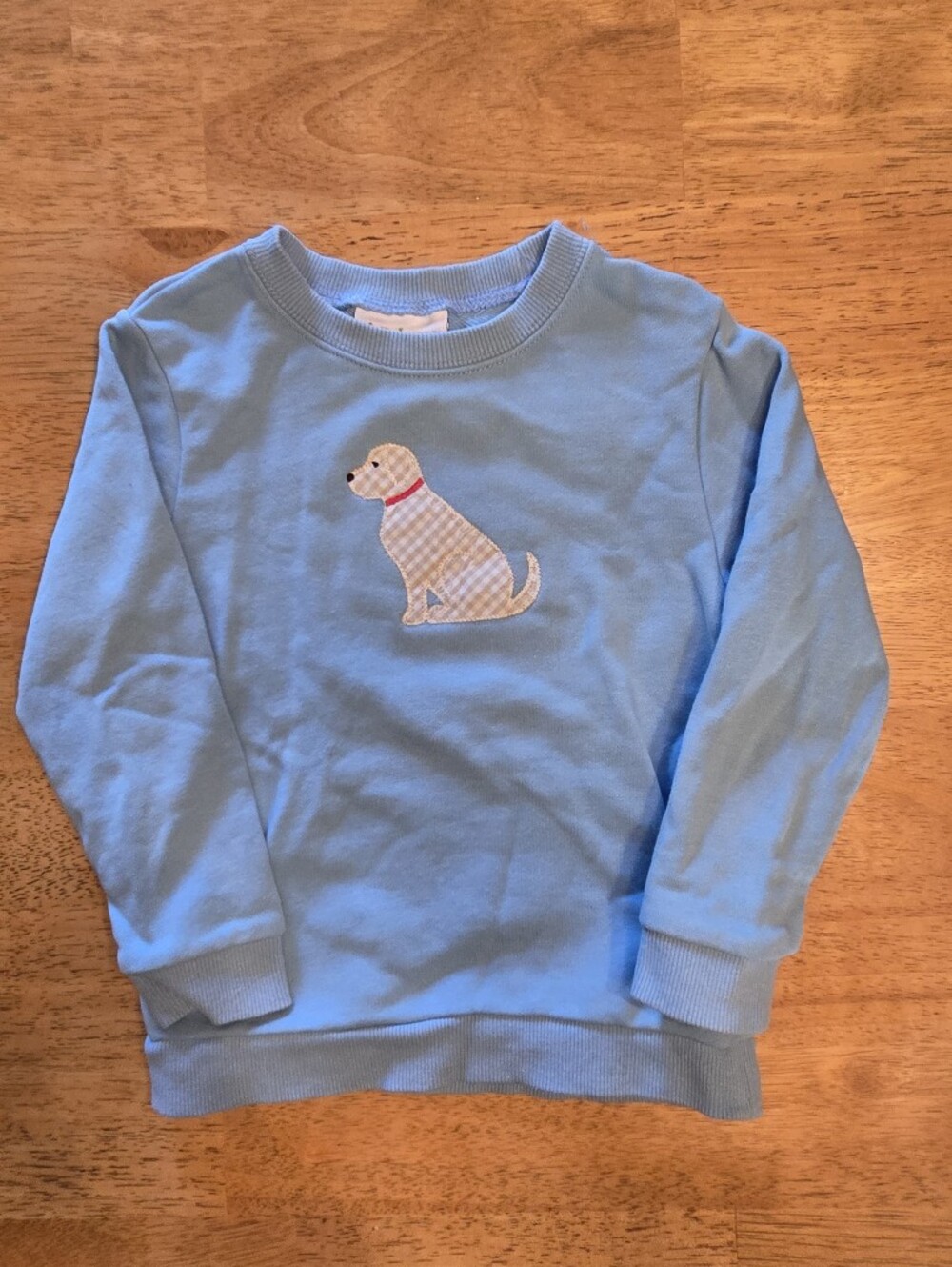 Jelly Beans Light Blue Crewneck Sweatshirt with Dog Applique